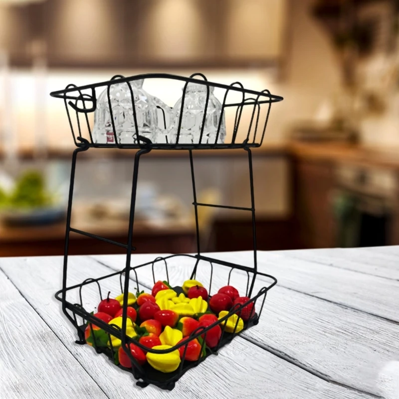 

Rusts Resistant 2 Layer Countertop Rack For Fruits Vegetables And Kitchen Storage D2RD