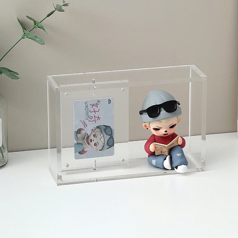 Acrylic Photo Display Stand Ornaments Blind Racket Storage Photo Frame Card Holder Figure Display Box Doll Storage