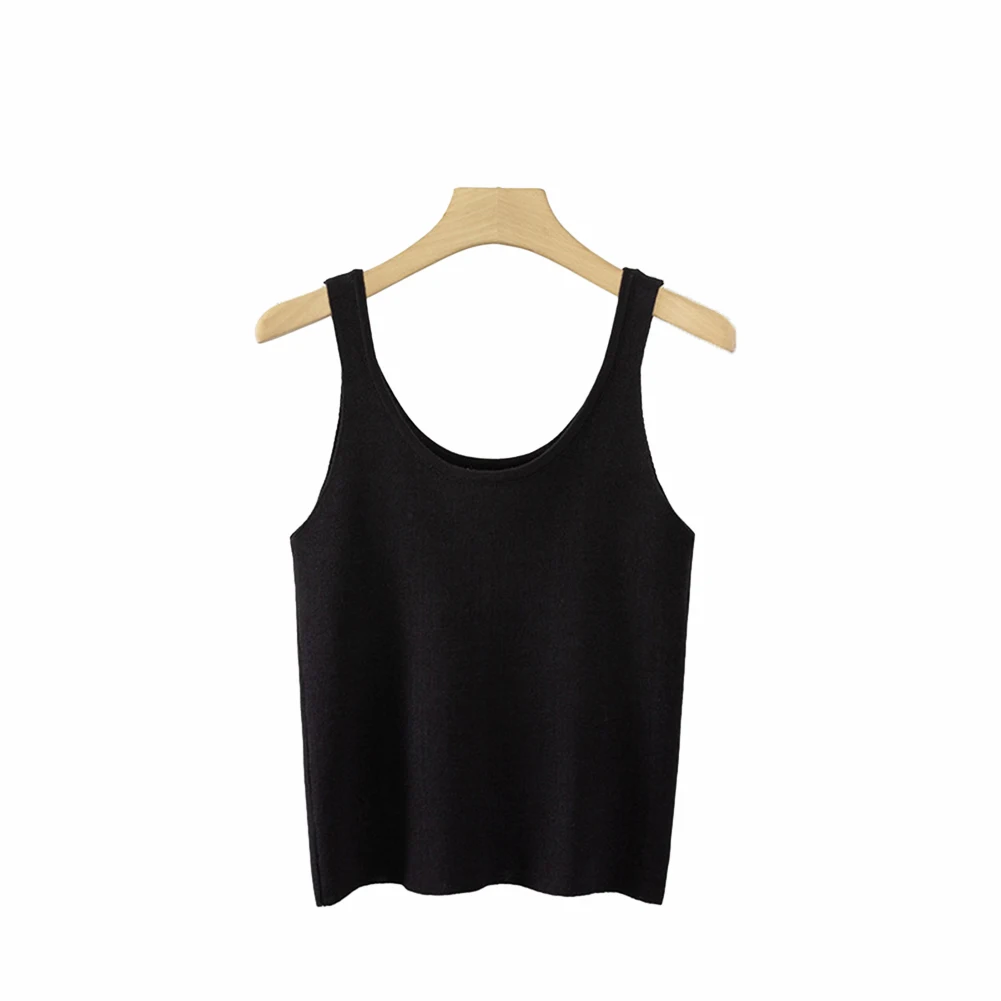 Fashion Camisole Women Female Summer Sweet U Neck Daily Inner Bottoming Shirt Knitted One Size Short Style Simple