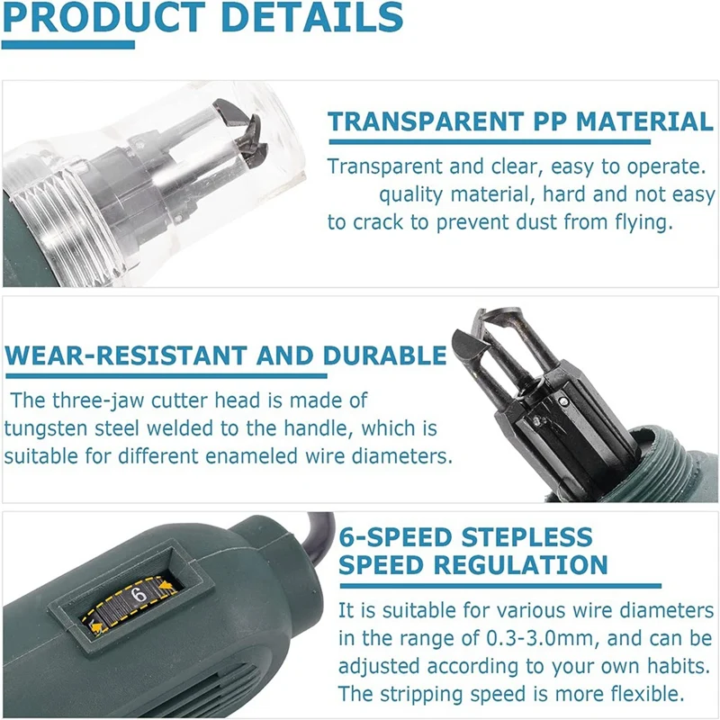 Handheld Magnet Wire Stripping Machine 75W, 12000RPM Wire Stripper Cutter Enameled Paint Scraper 110V US Plug