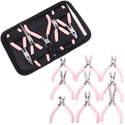 Portable Pink Color Stainless Steel Jewelry Pliers Tools & Equipment Kit Round Nose Cutting Wire Plier For DIY Jewelry Making