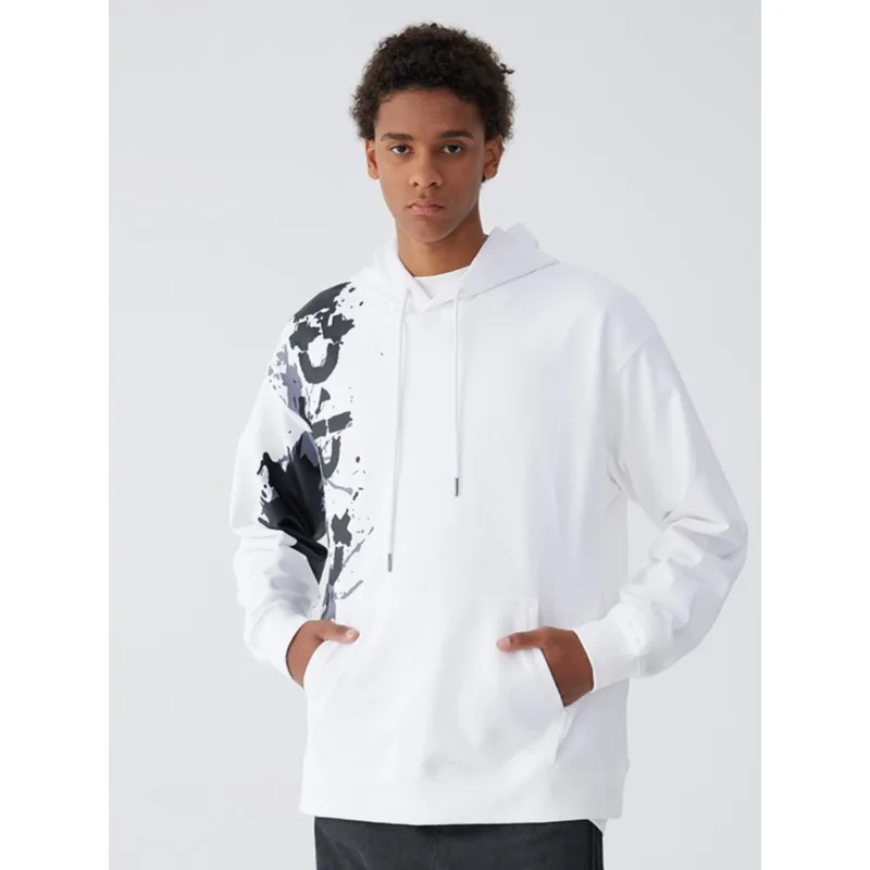 

New Splashed Ink 3D Printed Hooded Sweatshirt for Men and Women, Trendy Couple Style, Versatile Quick Drying Top, Trendy