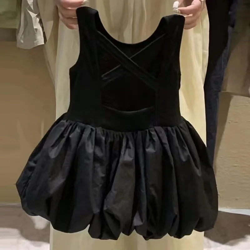 Infant Babys Girls Backless Sling Dress Cotton Solid Sleeveless Children Girls Dress Loose Flower Bud Dress For 2-8Y Kids Girls