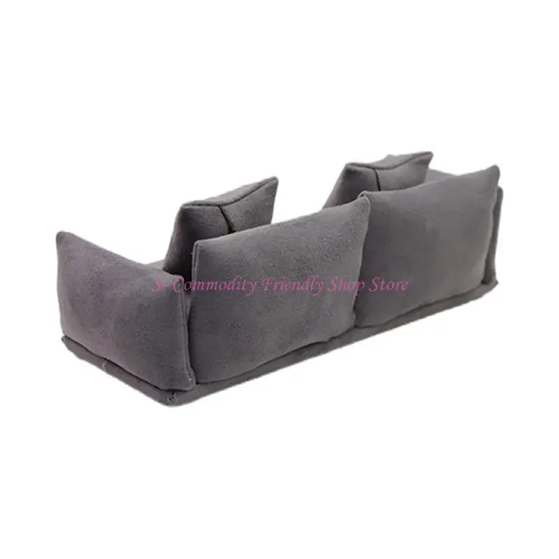 85AE 현대 인형 하우스 소파 소파 장식 1/12 스케일 목재 미니 가구 DIY 룸 액세서리