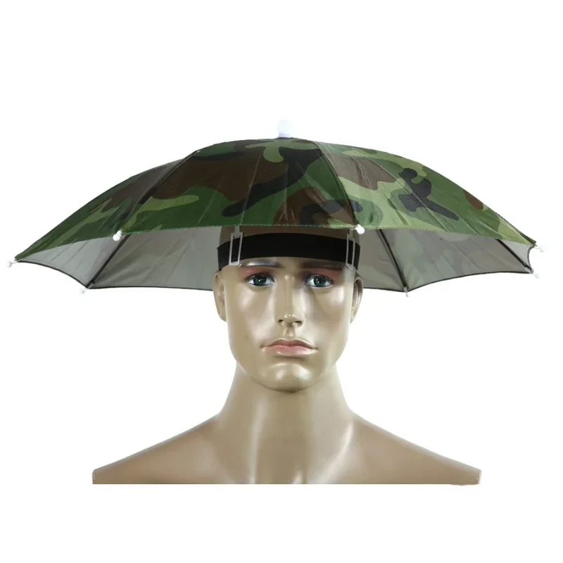 Headwear Umbrella for Fishing Hiking Beach Cap Head Hats Outdoor Camping Equipment Rain Gear Umbrellas Foldable Fishing Hat