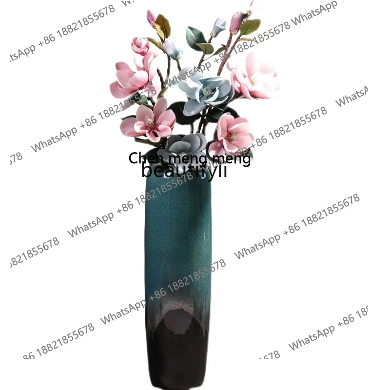 Floor-Standing Ceramic Vase Modern Living Room Large Ornaments Interior Dried Flower Arrangement Color Glaze Changing Decoration
