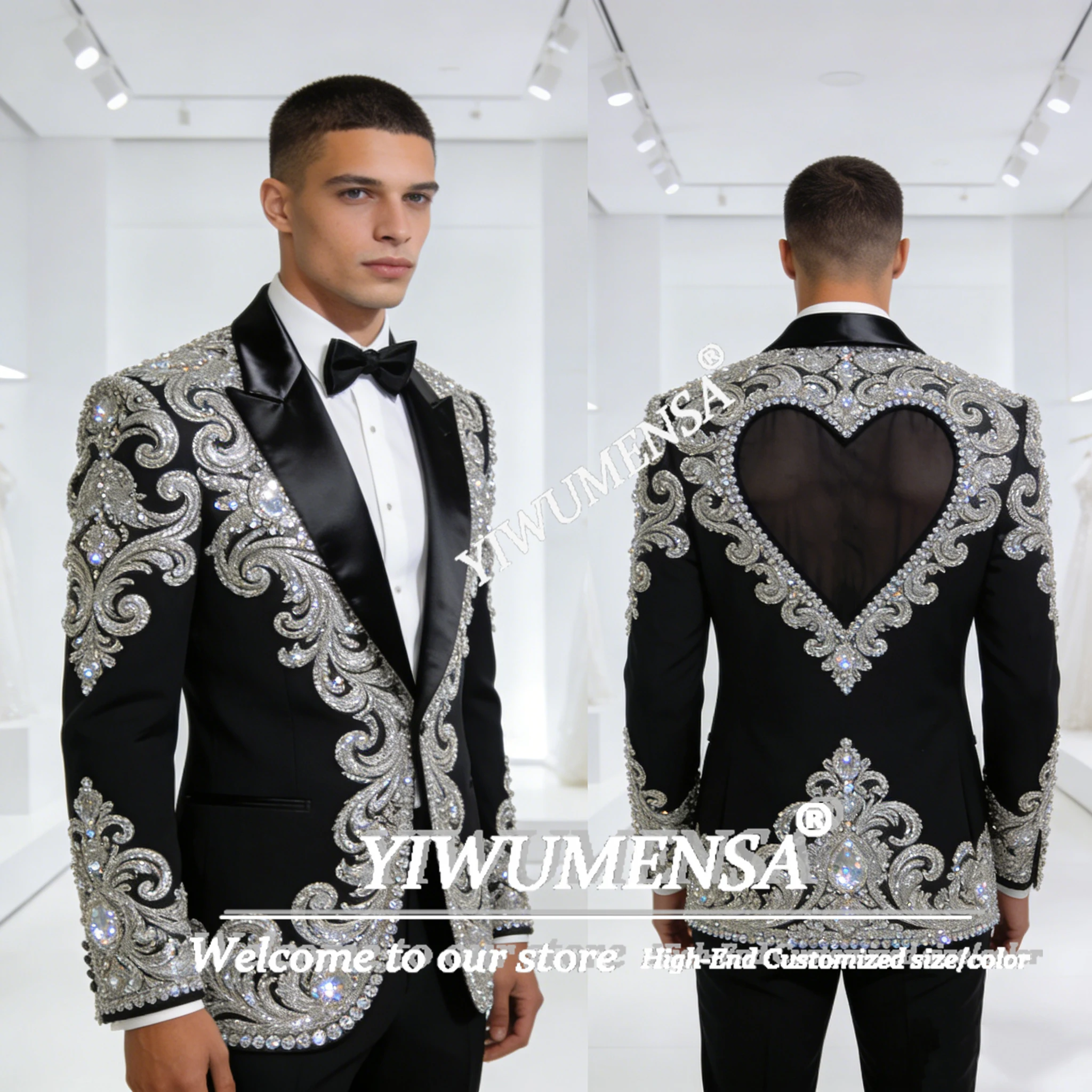 

Exclusive Design Cut-Out Men's Suit Attire For Wedding Male Fashion Banquet Prom Blazers Customized Groom Tuxedos Outfits 2Pcs