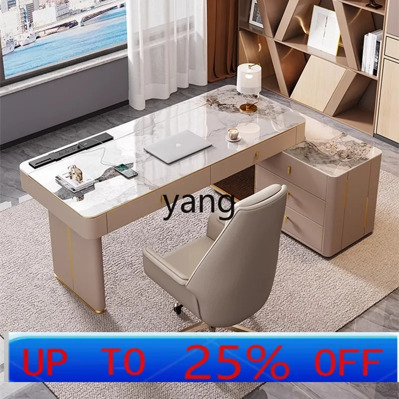 

LTT light luxury computer desk household rock slab desk dresser all solid wood storage cabinet integrated table