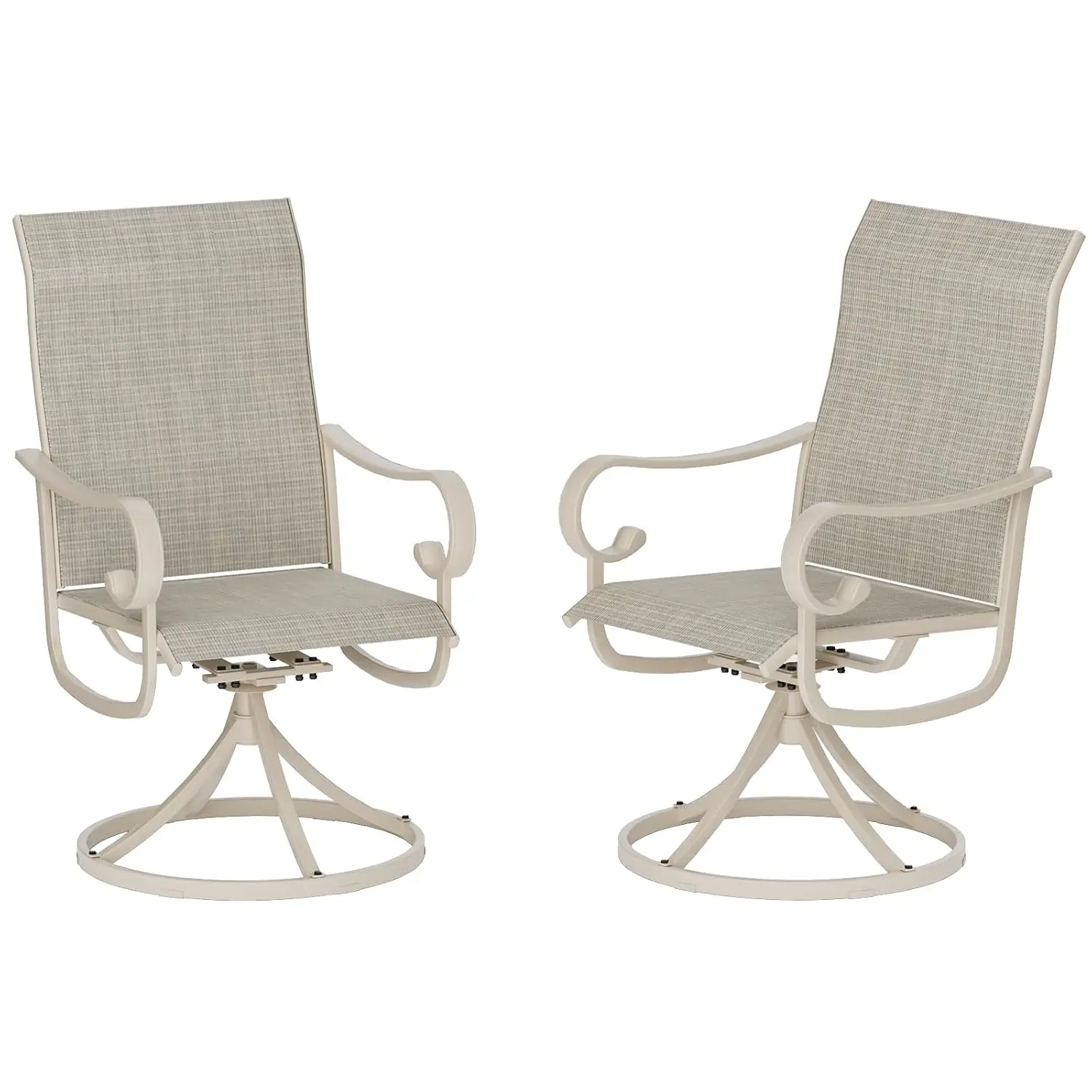 Patio Swivel Chairs Set of 2, Outdoor Dining Chairs with High Back, All-Weather Swivel Rocker Chair with Sturdy Metal Frame