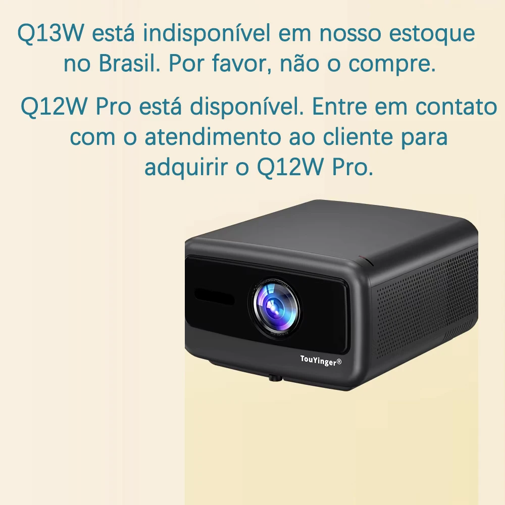 Projetor de Vídeo para Home Theater Touyinger Q13W 3800 ANSI Full HD 4K Android 15 com 3GB de RAM e 128GB de Armazenamento - Projetor Inteligente