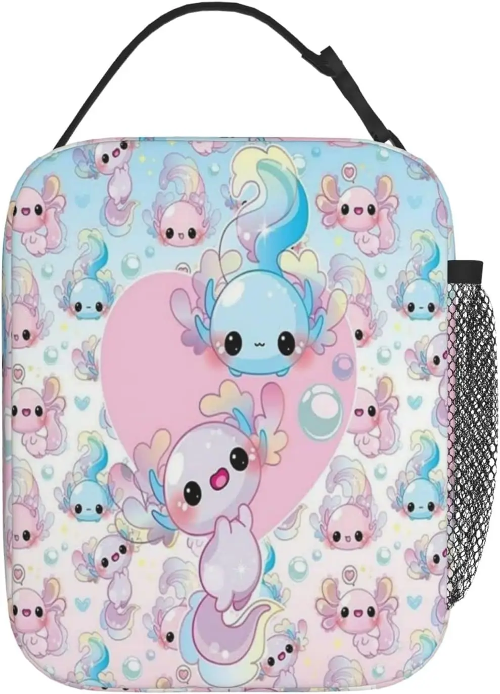 Axolotl-Bolsa de almuerzo reutilizable, bolso de mano para trabajo, Picnic, senderismo