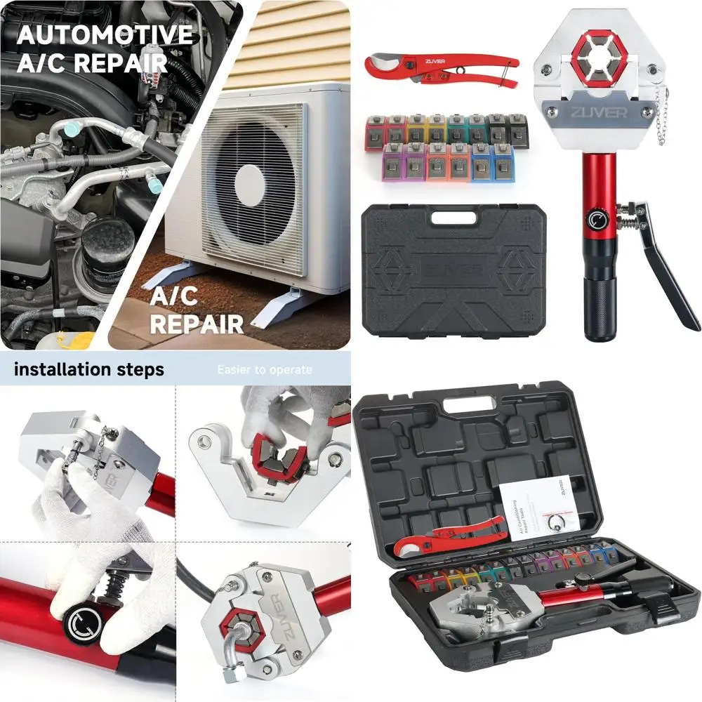 

Ручной гидравлический пресс для обжима шлангов кондиционеров с труборезом и 7 насадками для ремонта систем кондиционирования воздуха