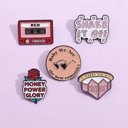 Simple English Inspirational Phrases Lyrics Enamel Pin Red Tape Rose Glasses Brooch Backpack Jacket Lapel Badge Gift for Friends