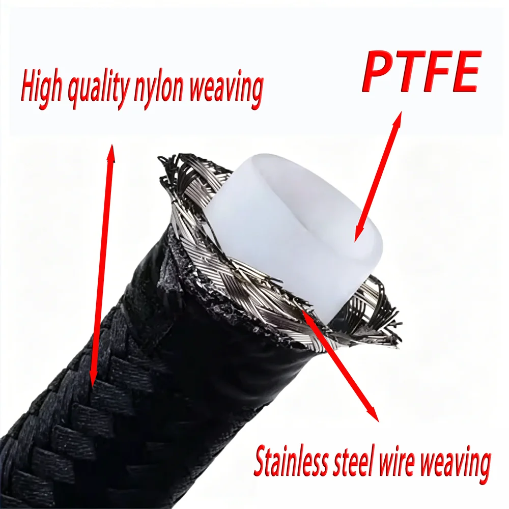 1M-10 AN4 AN6 AN8 AN10 AN12 AN16 PTFE racing nylon braided fuel hose, oil and gas cooler hose pipeline pipeline