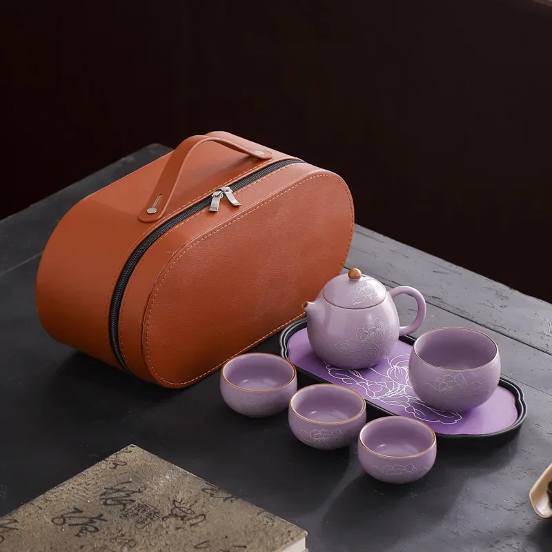 Creative Business Souvenir One Pot and Two Cups Camping Travel Tea Set Quick Cup Outdoor Portable Tea Maker Kung Fu Tea Tool Set