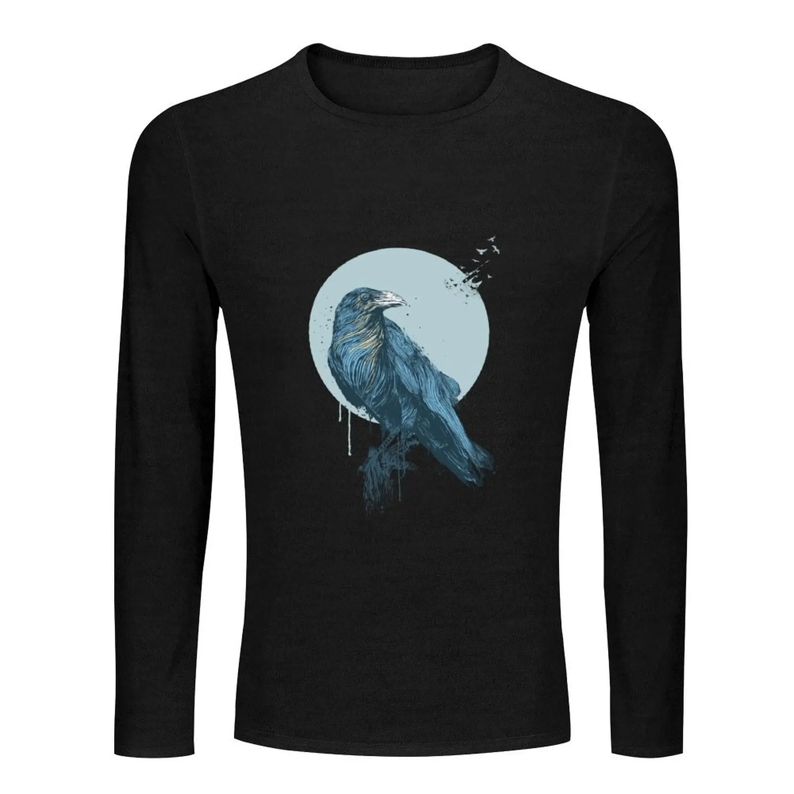 Blue crow (dark) Long T-Shirt custom t shirts design your own t shirt for men