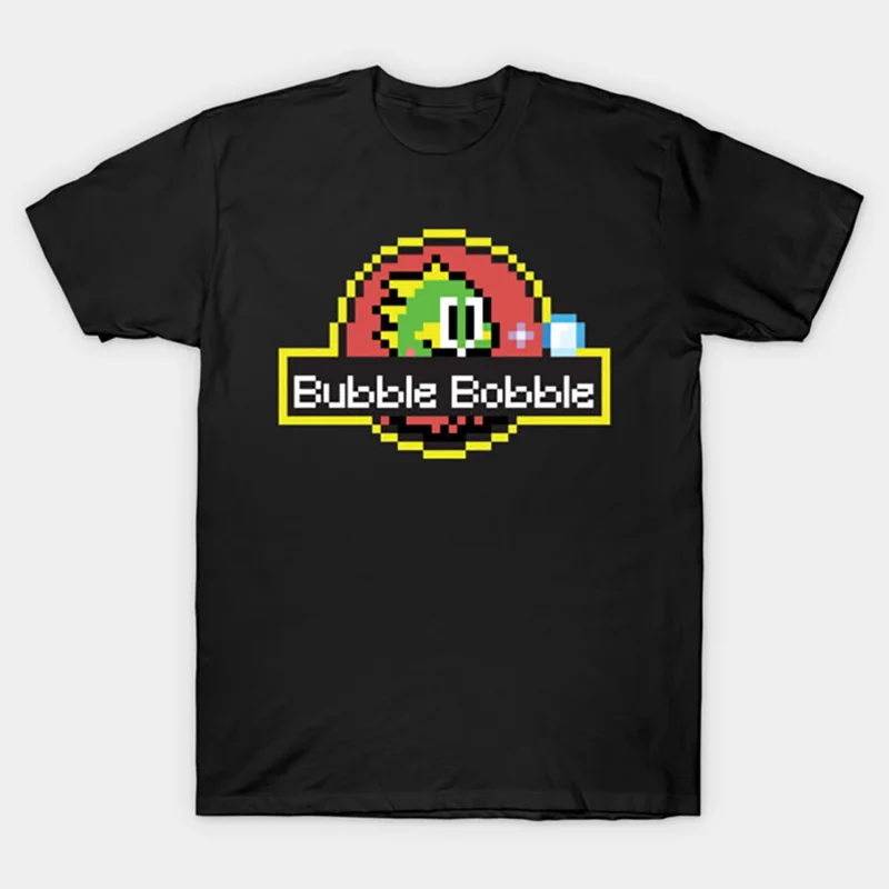 Retro Pixels Game Bubble Bobble Gift T-shirt for Arcade Gamer 0810 Cute Cartoon Dinosaurs  Graphic Clothes All Size Tops S-6XL