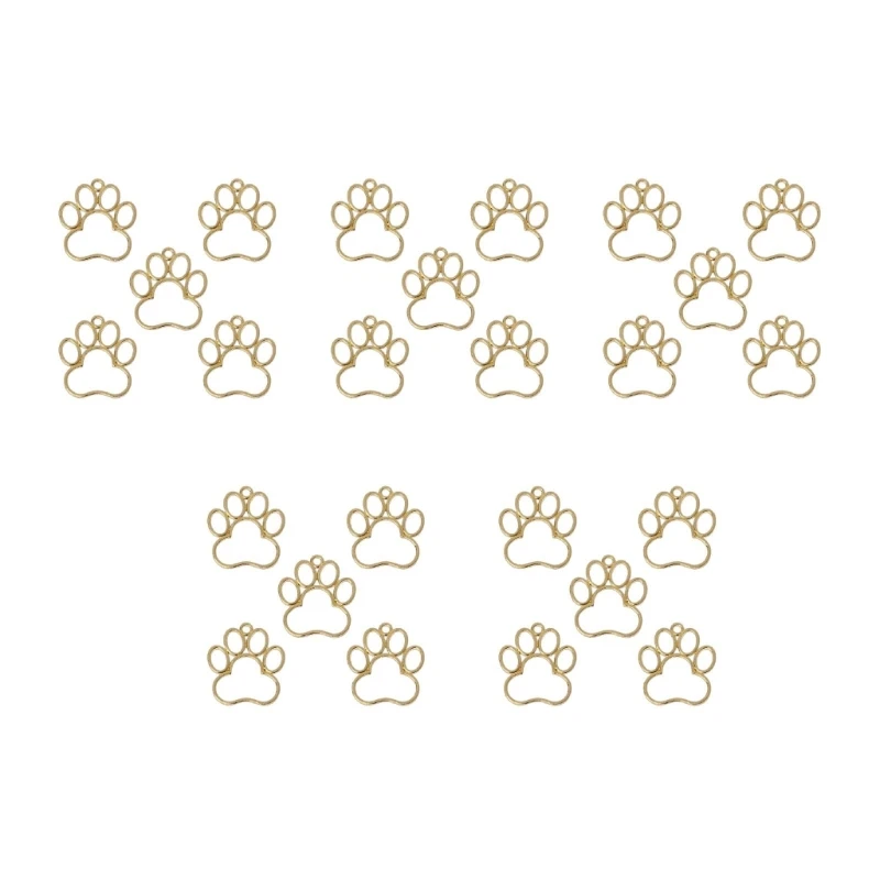 25Pcs Pet Footprint Metal Frame DIY Bracelet Mini Frame Gold Color Charm Bezel Setting Setting UV Resin Charm 3XUA 3XUA