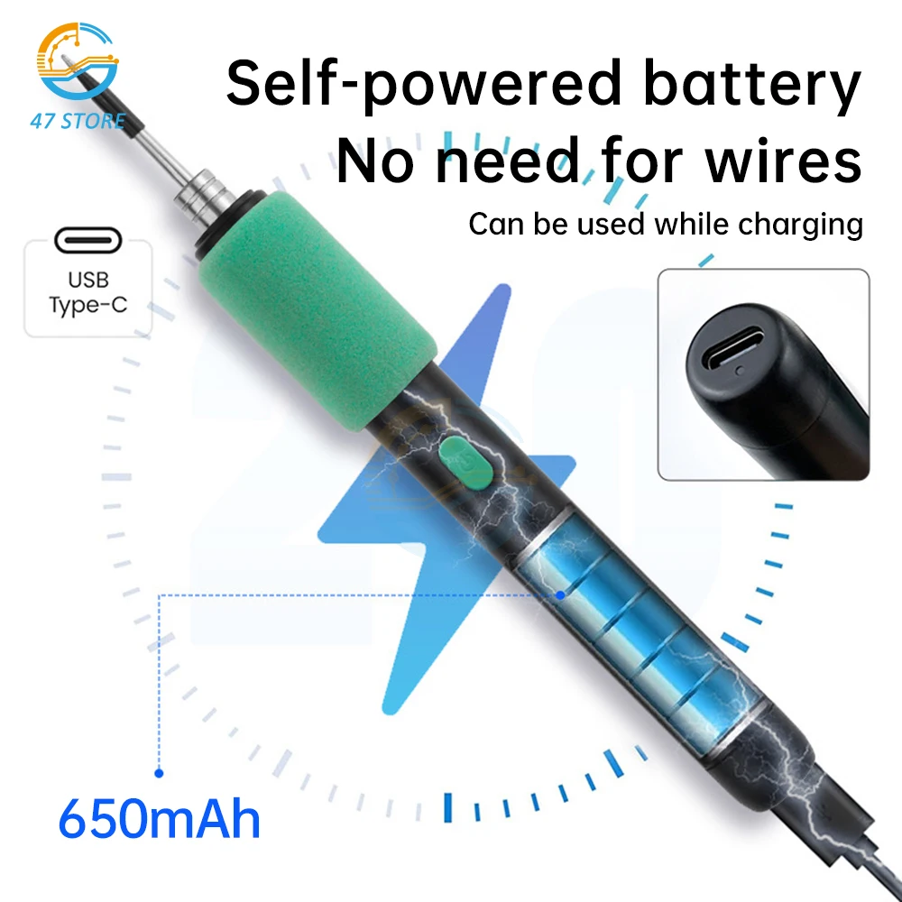 DC5V USB Soldering Iron Tool Pen Set Without Cable  Portable Household Type-C Interface 900mAh Battery Adjustable Temperature