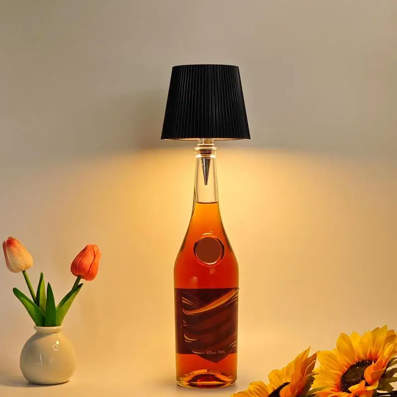 Glass Bottle Lamp LED Cordless Rechargeable Glass Bottle Lamp Rechargeable Cordless Wine Bottle Light Decorative Accent Lamp