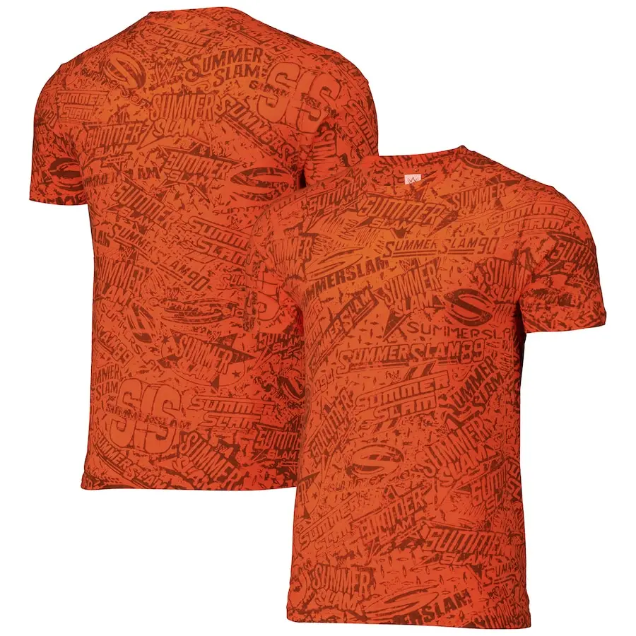 Euroleague Championship T-Shirt Summer Sport Top for Both Men and Women SummerSlam 2024 Stained Image All Logos T-shirt - Orange