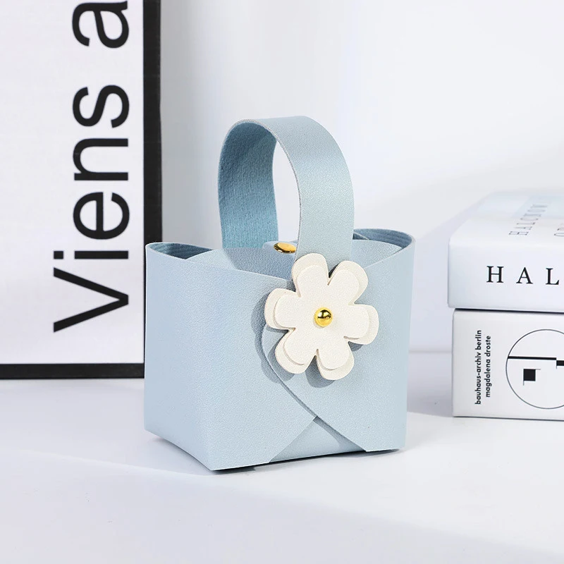 Wedding Candy Box With Buckle Leather Portable Sunflower Candy Bag Light Luxury High-End Feeling Hand Gift Small Shopping Bag