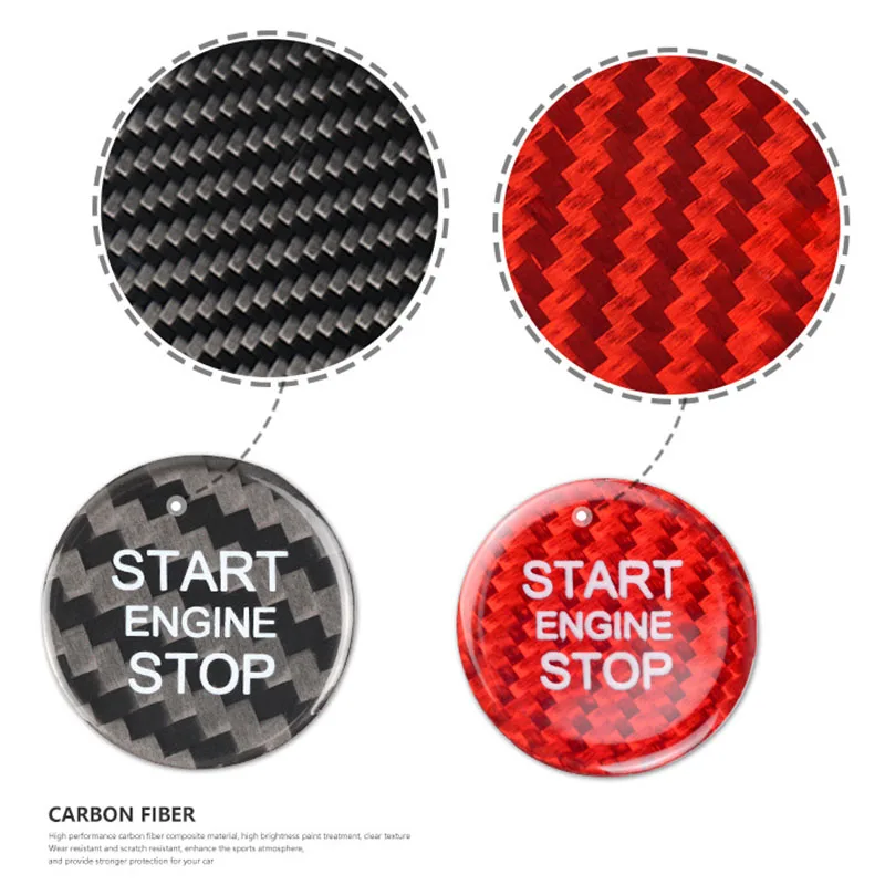 Carbon Fiber Car Styling Interior Engine Start Stop Button Cover Sticker For Audi A4 A3 A6 C8 A5 Q5 Q7 Q3 RS3 RS4 S5 S6 A6L A4L