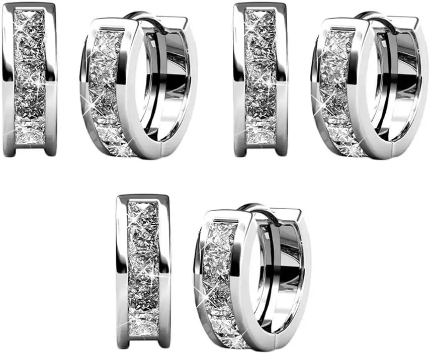 Pendientes de Aro Chapados en Oro de 18k con Diamantes Simulados, Aros Pequeños de 15mm para Mujer, Regalo Perfecto para Cumpleaños y Aniversarios