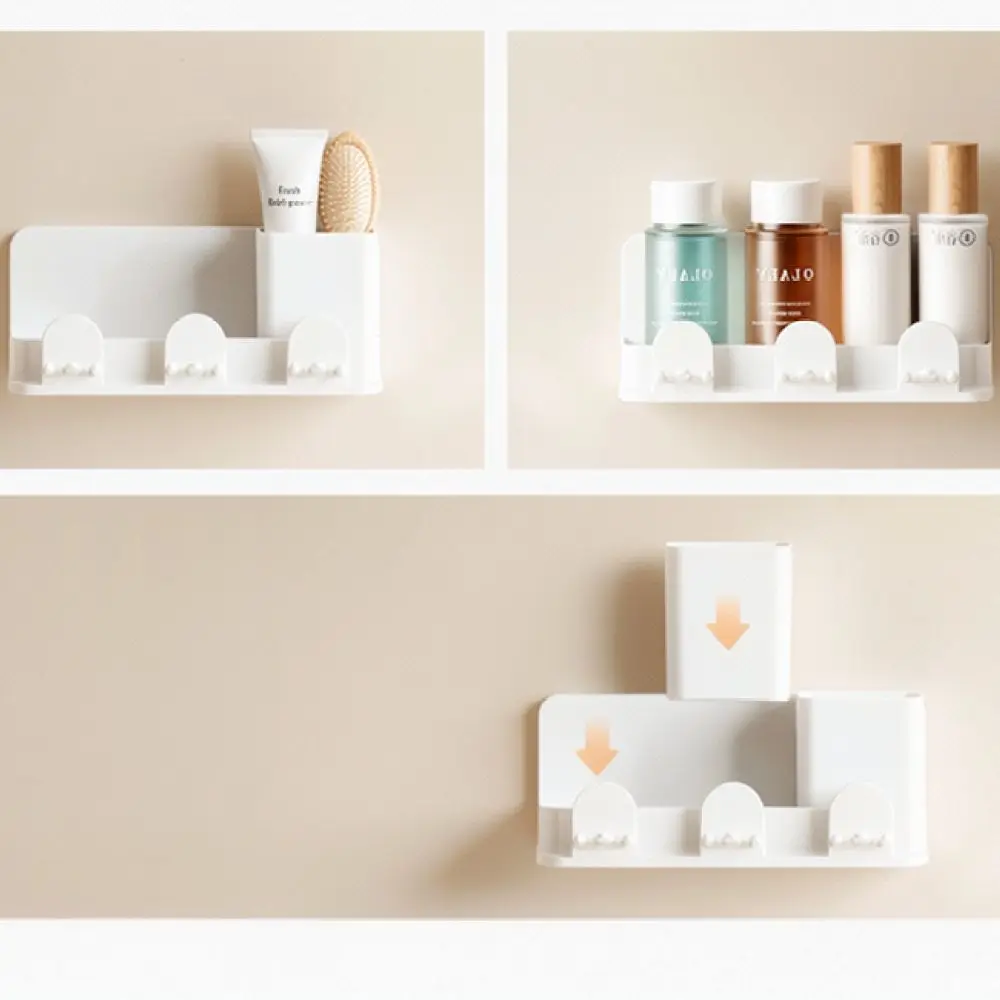 Modern Bathroom Organizer Toothbrush Holder Wall Mounted Punch Free Storage Rack For Gongqin Plastic Washroom Shelf