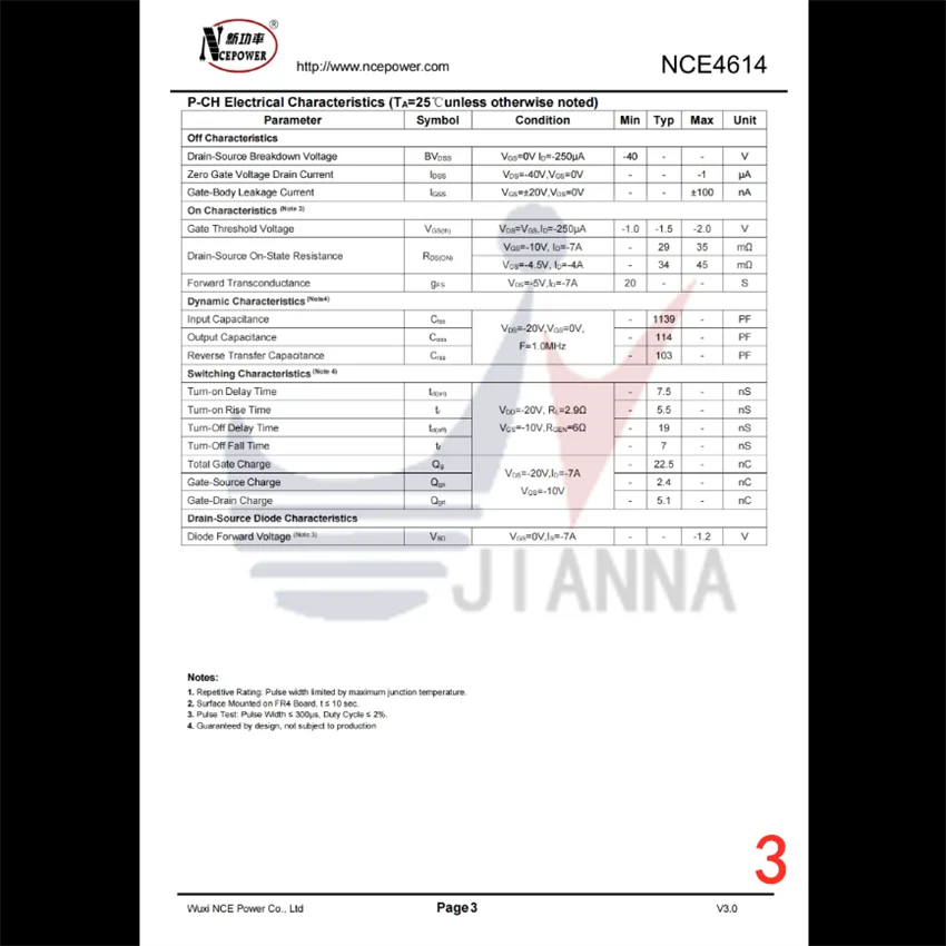 NCE4614 SOP-8 40V/8A N+P channel MOS FET can be packed in multiple specifications