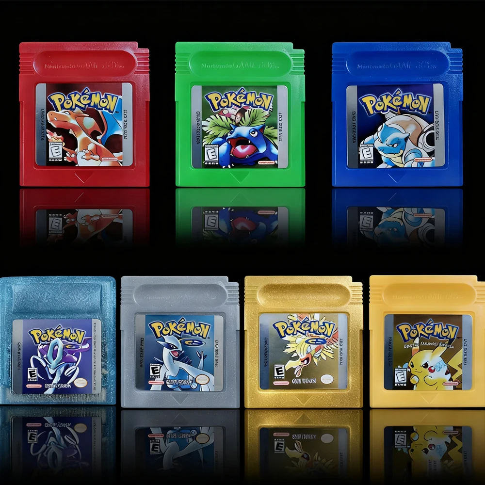 Cartucho de Videojuego GBC Pokemon de 16 bits, Tarjeta de Consola Roja, Azul, Cristal, Dorada, Verde, Plateada, Amarilla