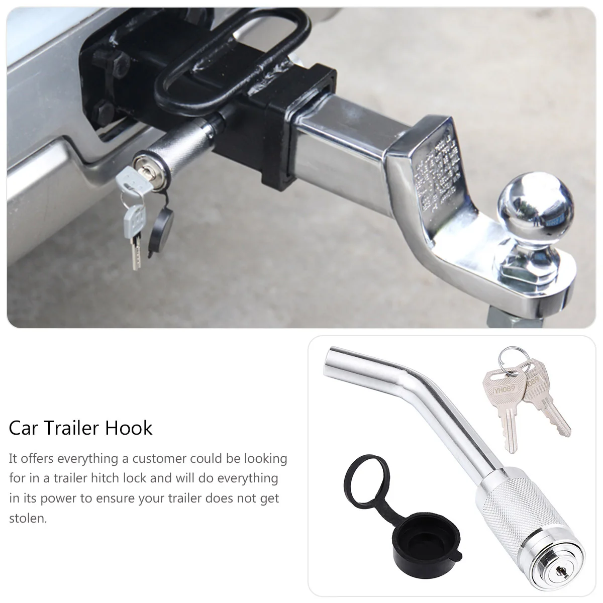 

Trailer Hitch Receiver Lock Waterproof Anti-Theft Towing Hook For Car Trailer Bumper Accessories Parts Replacement