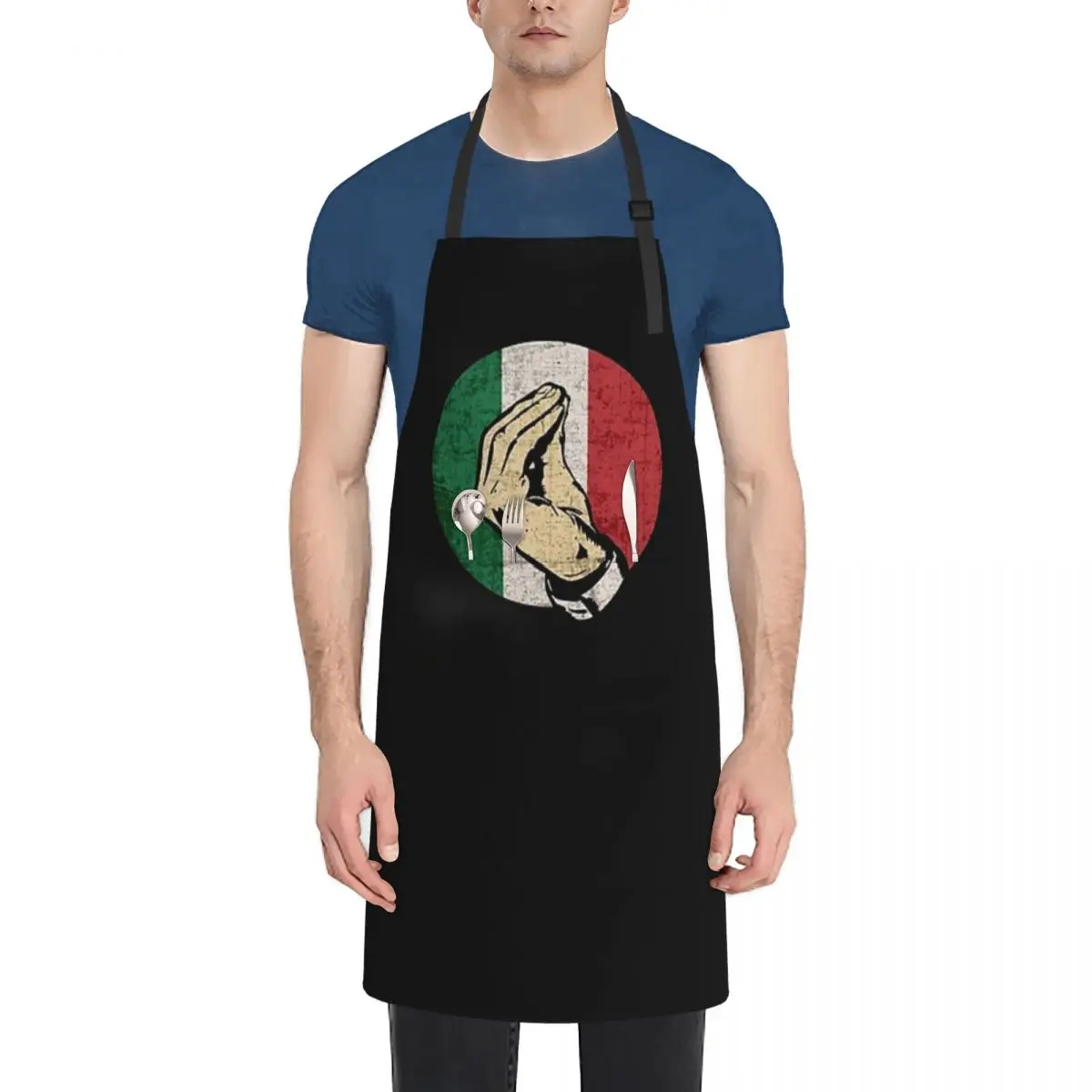 Italian Hand Gesture Sing Language Waterproof Kitchen Apron For Women/Men With Pockets Work Restaurant Shop Waiter Work Uniform