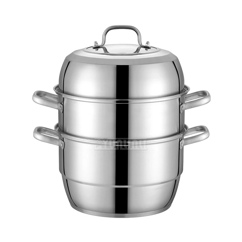 وعاء طهي بالبخار من الفولاذ المقاوم للصدأ بطبقات مزدوجة، وعاء تبخير بسعة كبيرة لموقد غاز للطباخ التعريفي