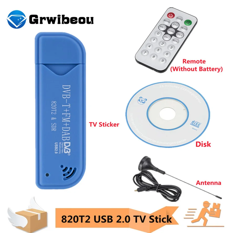 Mini Portable TV stick 820T2 Digital USB 2.0 TV Stick DVB-T + DAB + FM RTL2832U Support SDR Tuner Receiver TV accessories