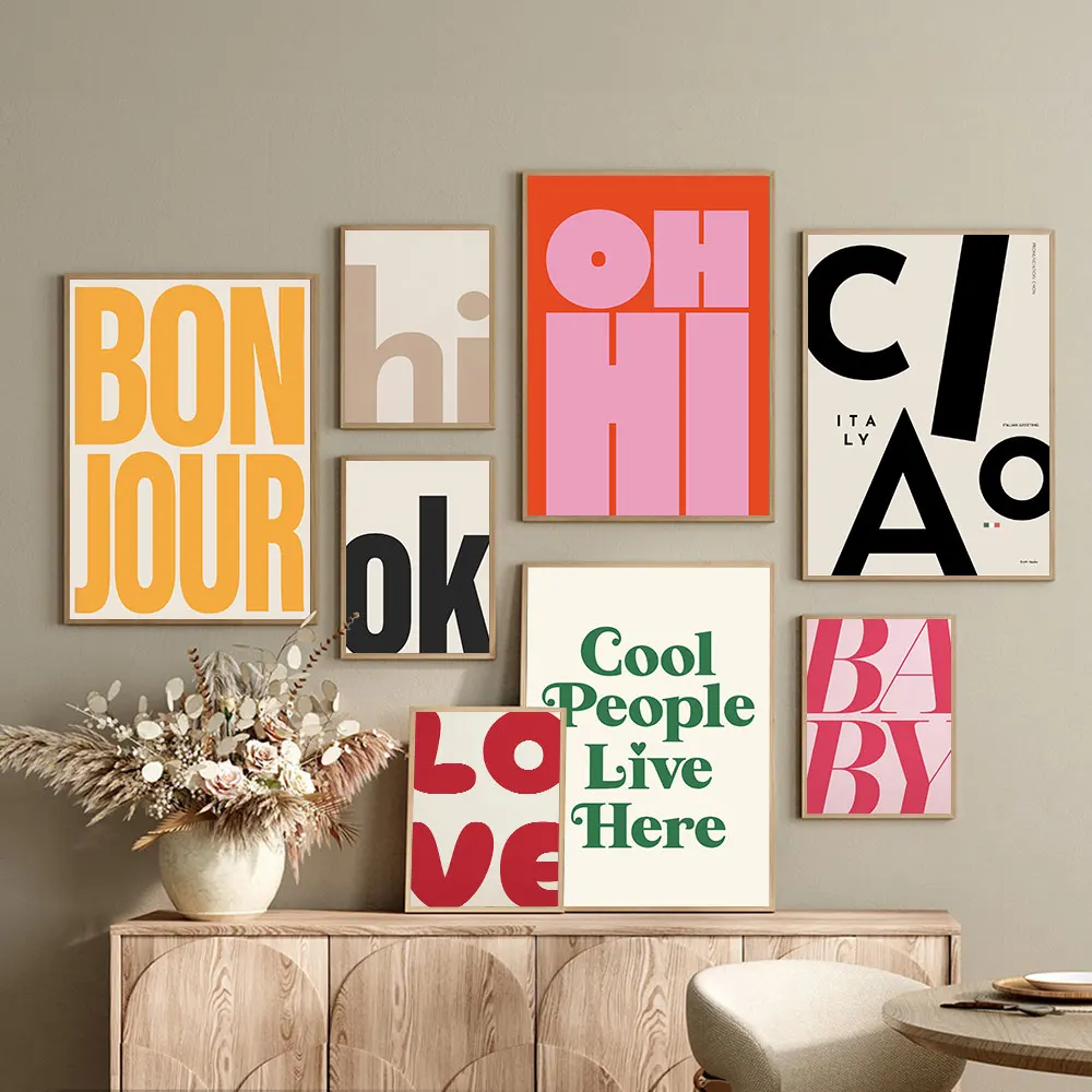 Moderner Text OH HI und OK Poster Leinwanddruck Gemälde Wandkunst Schlafzimmer Arbeitszimmer Studio Wohnzimmer Home Decor