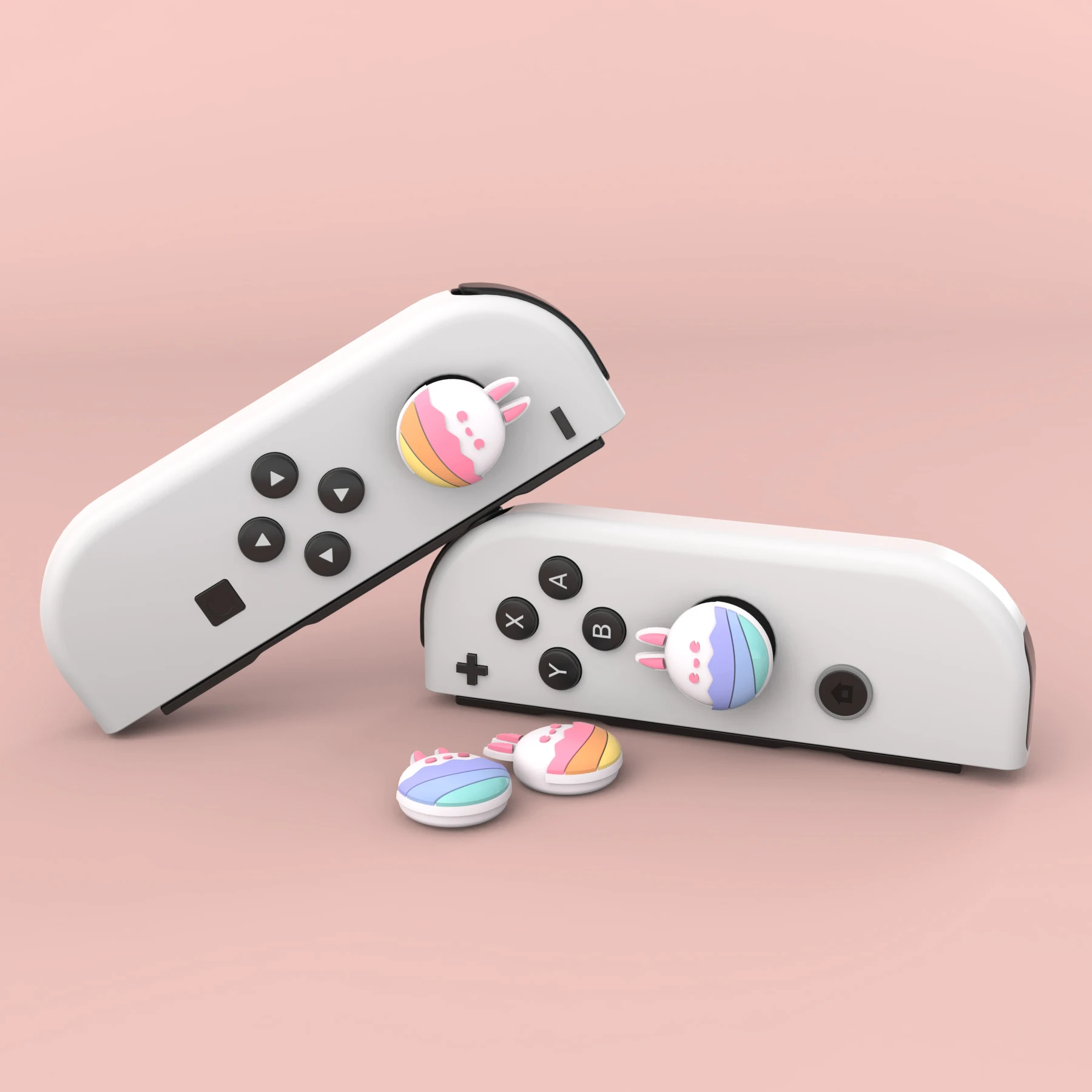 PlayVital-bonitas tapas de Joystick para Switch y Switch Lite, agarres de pulgar para Switch OLED Joycon - Easter Bunny