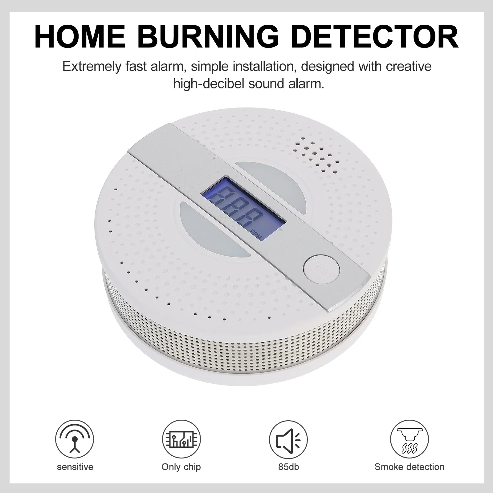 

Carbon Monoxide Alarm With Voice Alert Home Burning Temperature Sensor