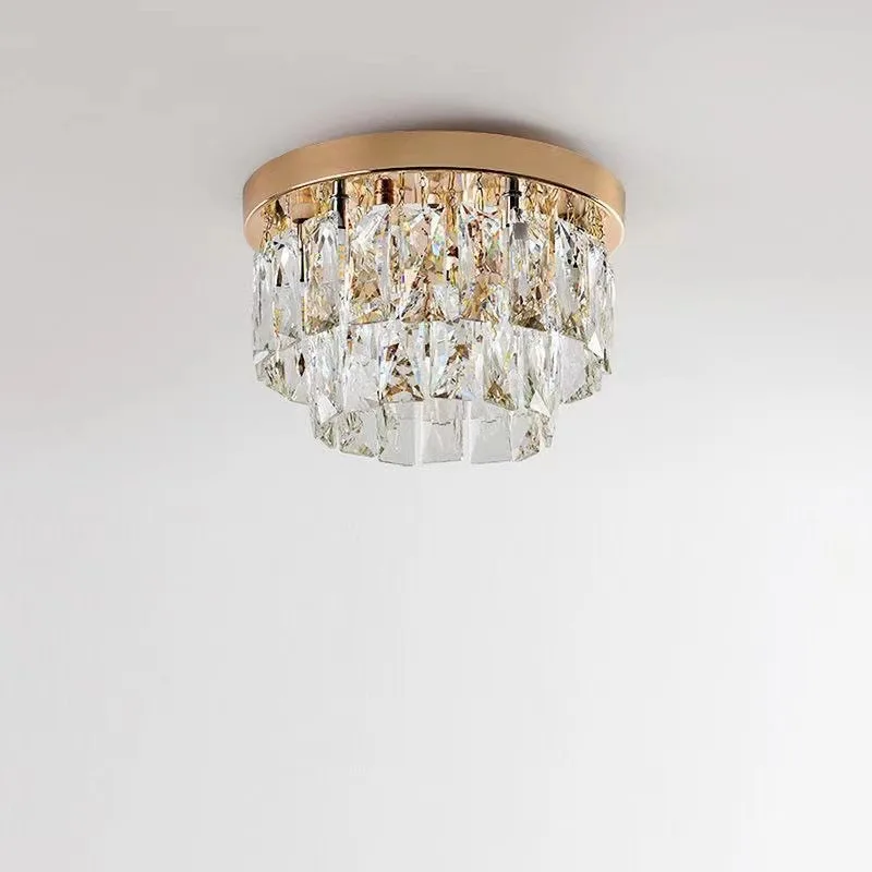 Light luxury crystal hallway light, modern balcony hallway entrance, circular bedroom, dressing room, LED ceiling light fixture