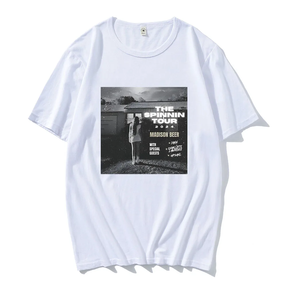 Madison Beer The Spinning Tour 2024 T-shirts Short Sleeve Cotton Men/Women Tee-shirt Ropa Hombre Streetwear Graphic Print Tees