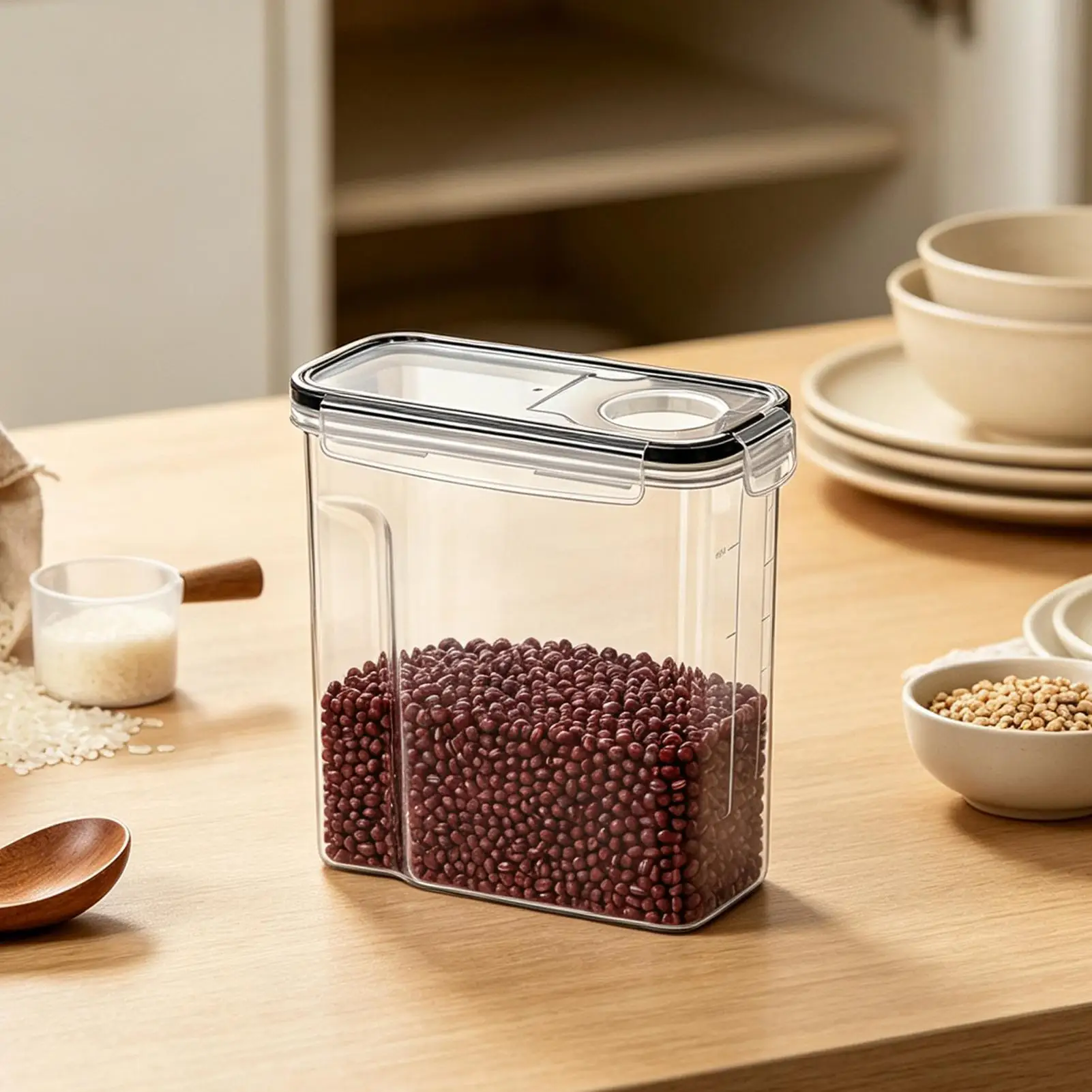 Sealed Grain Dispenser Food Storage Container 4L Airtight Moisture Proof Reusable Organizer Canister For Kitchen Pantry Dry Food view 2