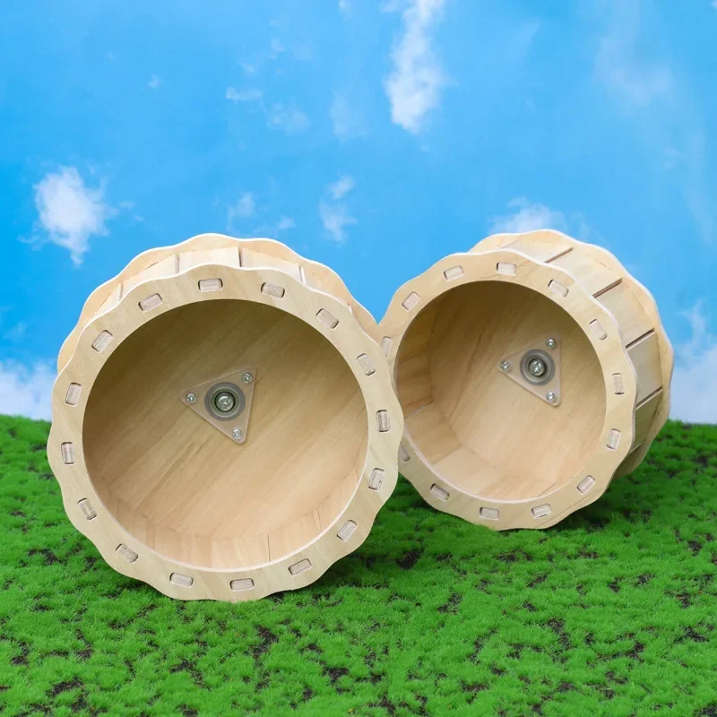 Wooden Hamster Nest Toys Hamster Squirrel Solid Wood Hamster Cage Supplies Wooden Running Wheel Villa Ornament Landscape Toys