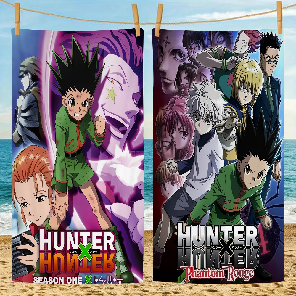 

Большие пляжные полотенца Hunter x Hunter из микрофибры, быстросохнущее полотенце, пляжные полотенца с песком, полотенце для бассейна для путешествий, плавания, бассейна, йоги