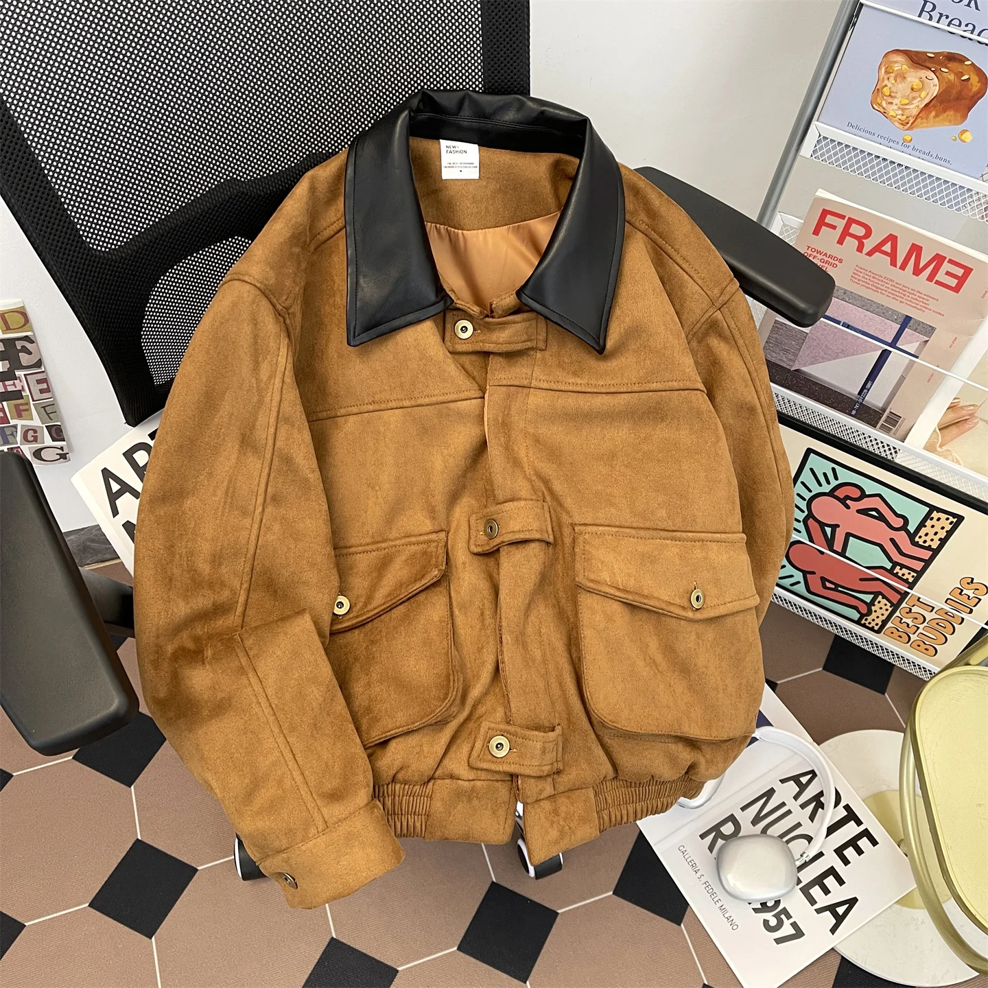 

Мужское модное ретро-пальто Cleanfit из утолщенной замши с воротником Detroit, в американском стиле, с длинными рукавами