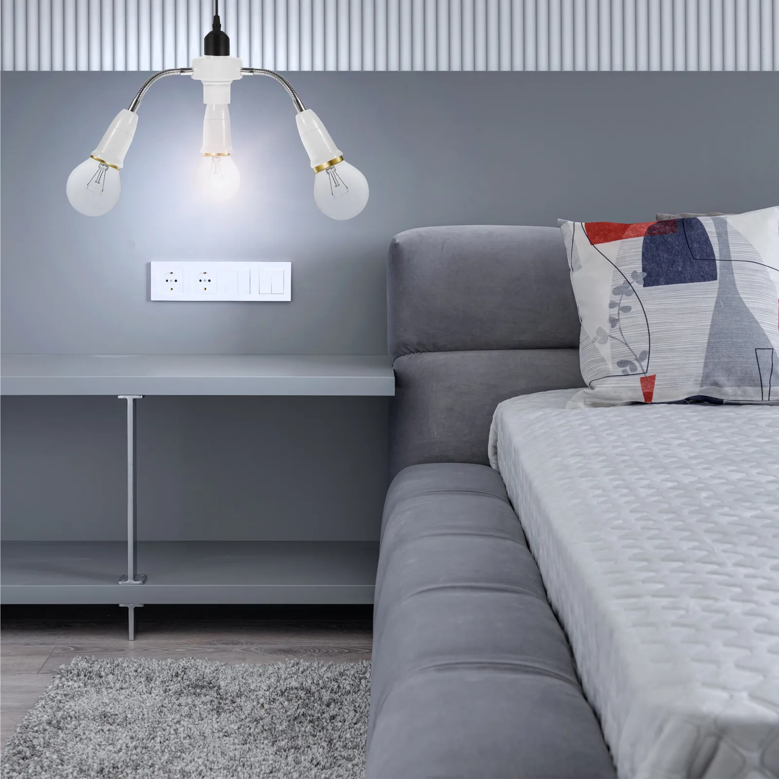 

Многоголовочный гибкий светильник-адаптер E27 на E27 с 4 разъемами для светодиодных ламп, удлинитель, поворотный держатель для лампы