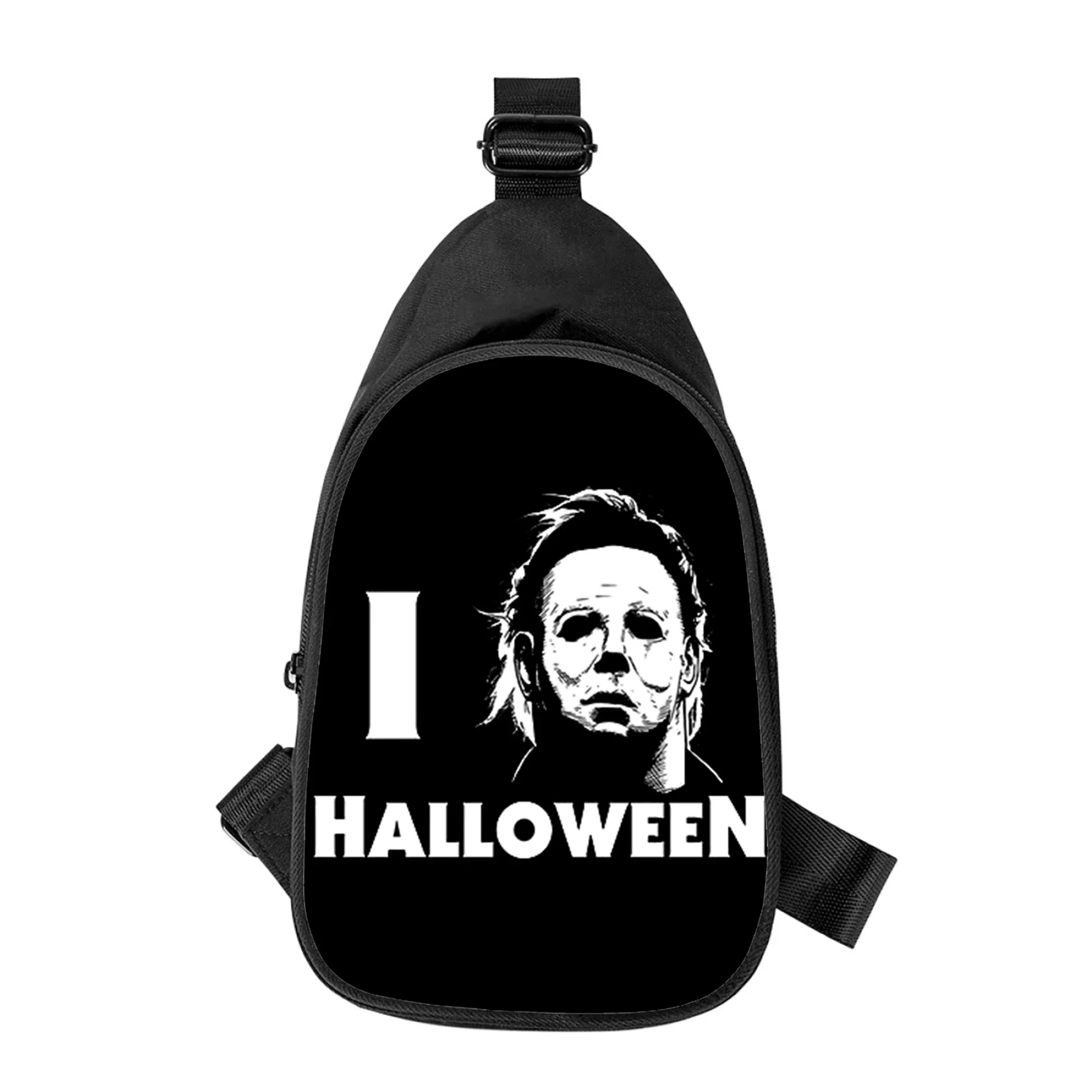 Halloween Michael Myers 3D Print Cross Chest Bag para Homens e Mulheres, Bolsa de Ombro, Escola, Pacote de Cintura, Pacote Peito Masculino, Marido, Novo, Diagonalmente