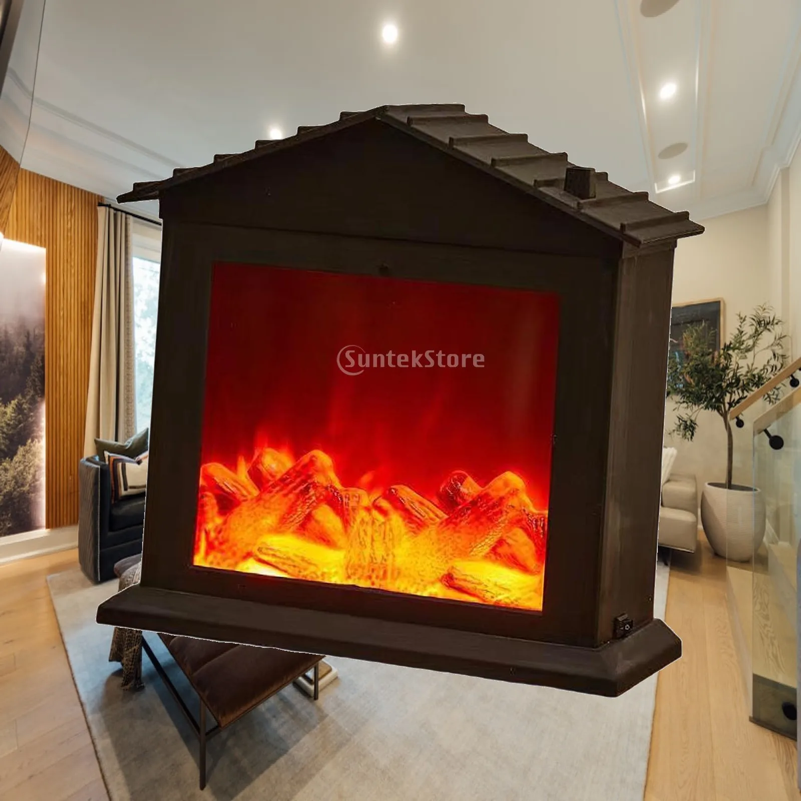 Fireplace Lantern with LED Flickering,Flameless Fire Light,Electric Fireplace