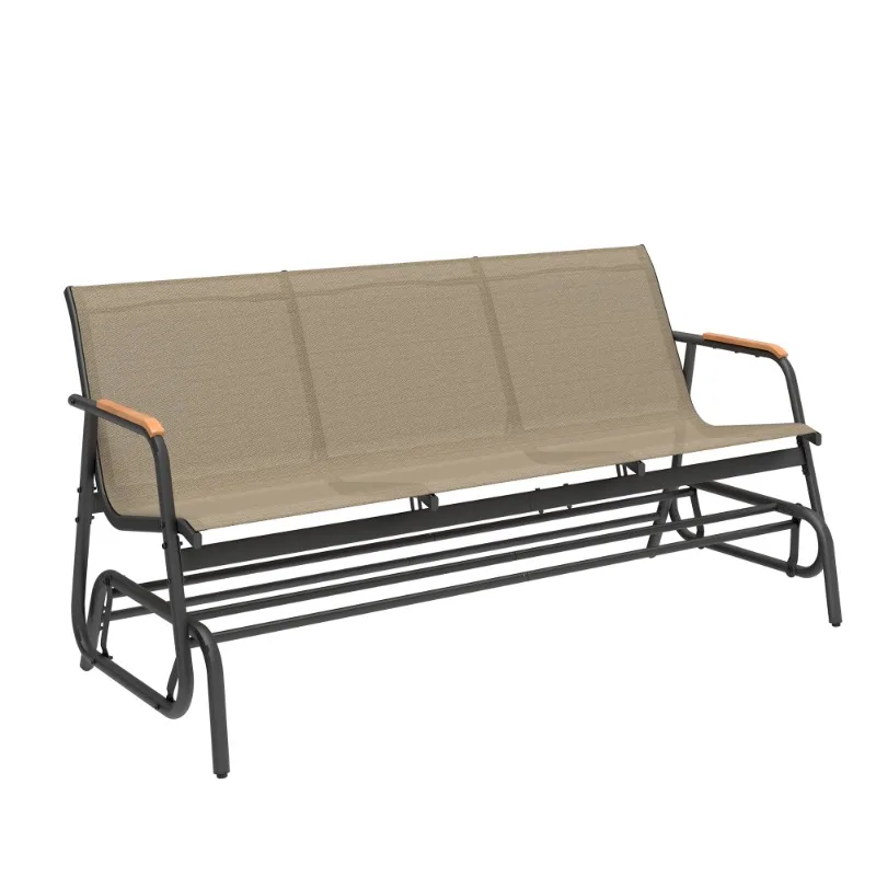 

66,3-дюймовое кресло-качалка для патио, 3-местное кресло-качалка для отдыха - коричневый