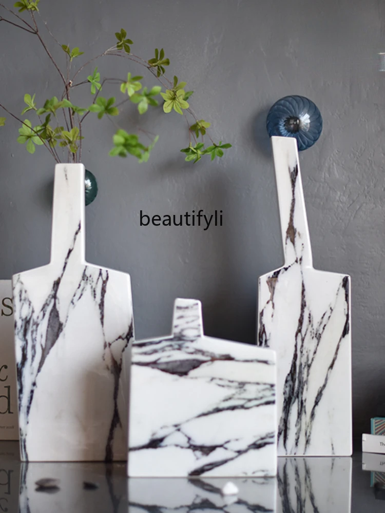 yj Modern Minimalist Marbling Ceramic Countertop Vase Decoration Entry Luxury Home Decorations