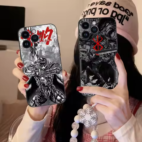 B-Berserk Painting Mobile Cell Phone Case for iPhone 15 14 13 12 11 X XR XS 8 7 Pro Max Plus Mini Black Soft Phone Cover Shell